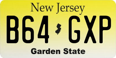 NJ license plate B64GXP