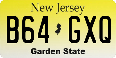 NJ license plate B64GXQ