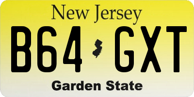 NJ license plate B64GXT