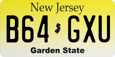 NJ license plate B64GXU
