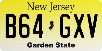 NJ license plate B64GXV