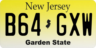 NJ license plate B64GXW