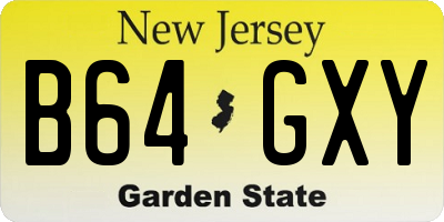 NJ license plate B64GXY