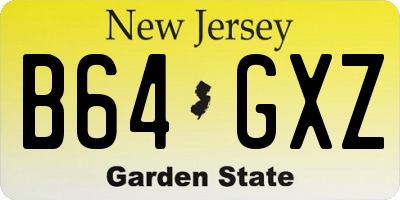 NJ license plate B64GXZ