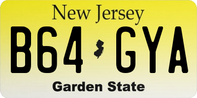 NJ license plate B64GYA