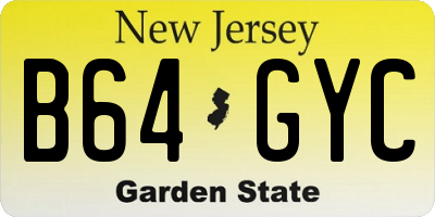 NJ license plate B64GYC