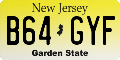 NJ license plate B64GYF