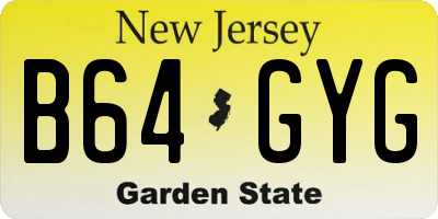 NJ license plate B64GYG