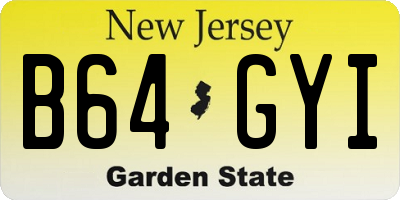 NJ license plate B64GYI