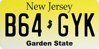 NJ license plate B64GYK