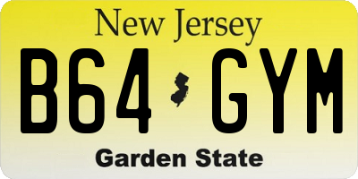 NJ license plate B64GYM