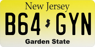 NJ license plate B64GYN