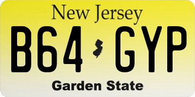 NJ license plate B64GYP