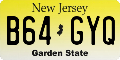 NJ license plate B64GYQ