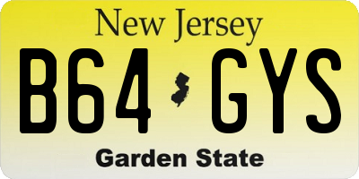 NJ license plate B64GYS