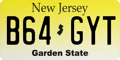 NJ license plate B64GYT
