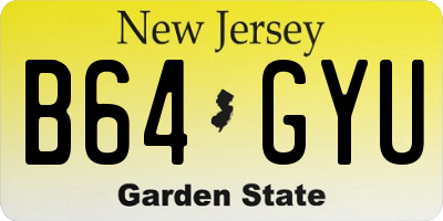 NJ license plate B64GYU