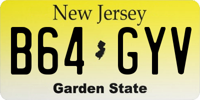 NJ license plate B64GYV