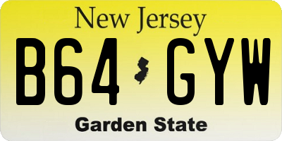 NJ license plate B64GYW