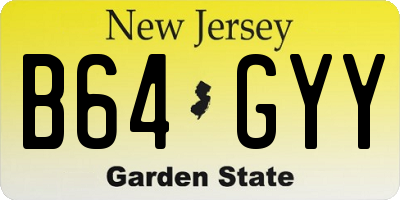 NJ license plate B64GYY