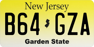 NJ license plate B64GZA
