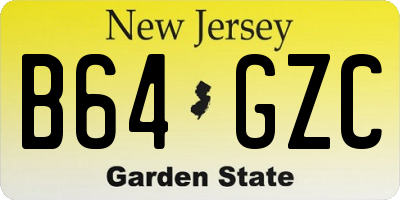NJ license plate B64GZC