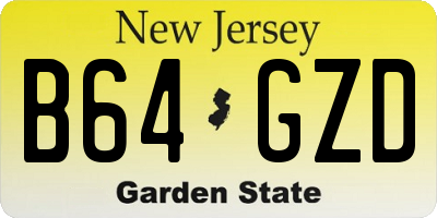 NJ license plate B64GZD