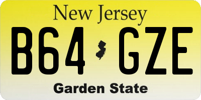 NJ license plate B64GZE