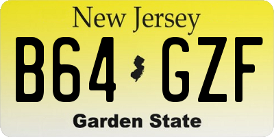 NJ license plate B64GZF