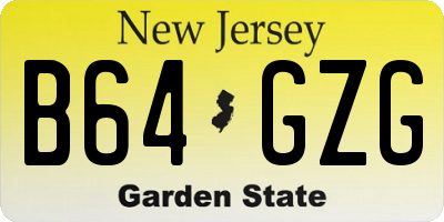 NJ license plate B64GZG