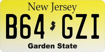 NJ license plate B64GZI