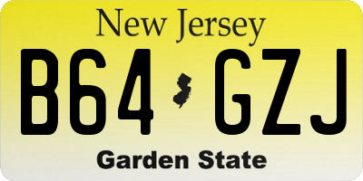 NJ license plate B64GZJ