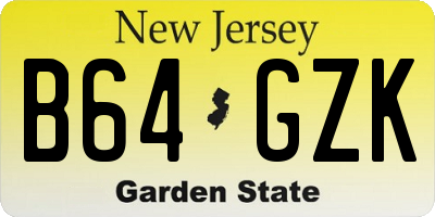 NJ license plate B64GZK