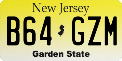 NJ license plate B64GZM