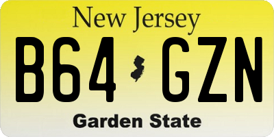 NJ license plate B64GZN