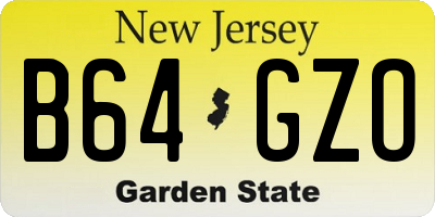 NJ license plate B64GZO