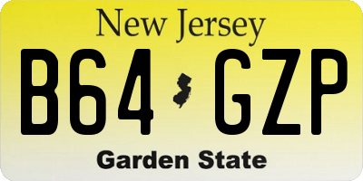 NJ license plate B64GZP