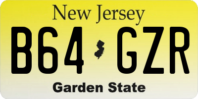 NJ license plate B64GZR
