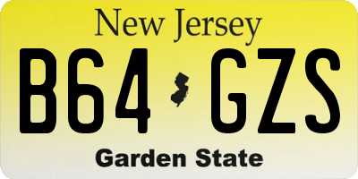 NJ license plate B64GZS