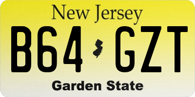 NJ license plate B64GZT