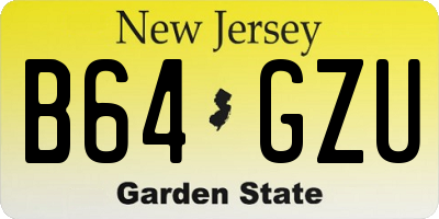 NJ license plate B64GZU