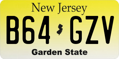 NJ license plate B64GZV