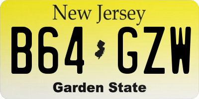 NJ license plate B64GZW