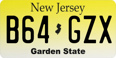 NJ license plate B64GZX