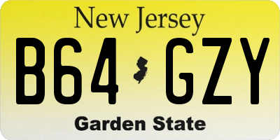 NJ license plate B64GZY