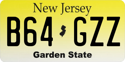 NJ license plate B64GZZ