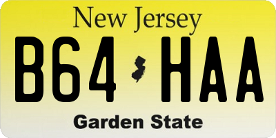 NJ license plate B64HAA