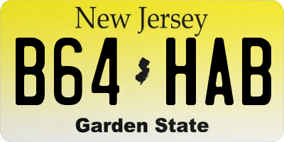 NJ license plate B64HAB