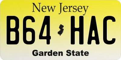 NJ license plate B64HAC