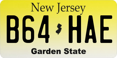 NJ license plate B64HAE